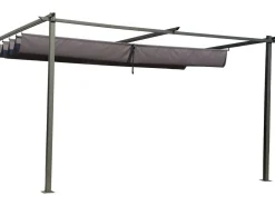 Pergola adossée en métal avec toit rétractable -  3 x 4 m - Gris anthracite