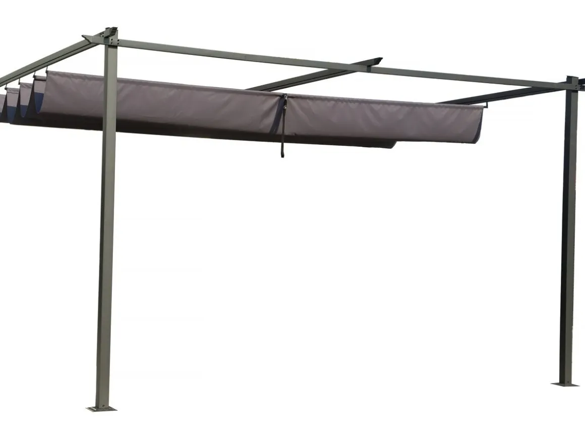 Pergola adossée en métal avec toit rétractable - 3 x 4 m - Gris anthracite