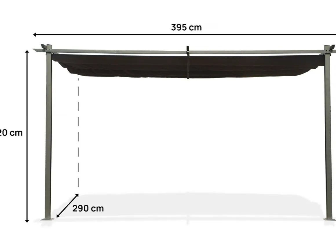 Pergola adossée en métal avec toit rétractable - 3 x 4 m - Gris anthracite
