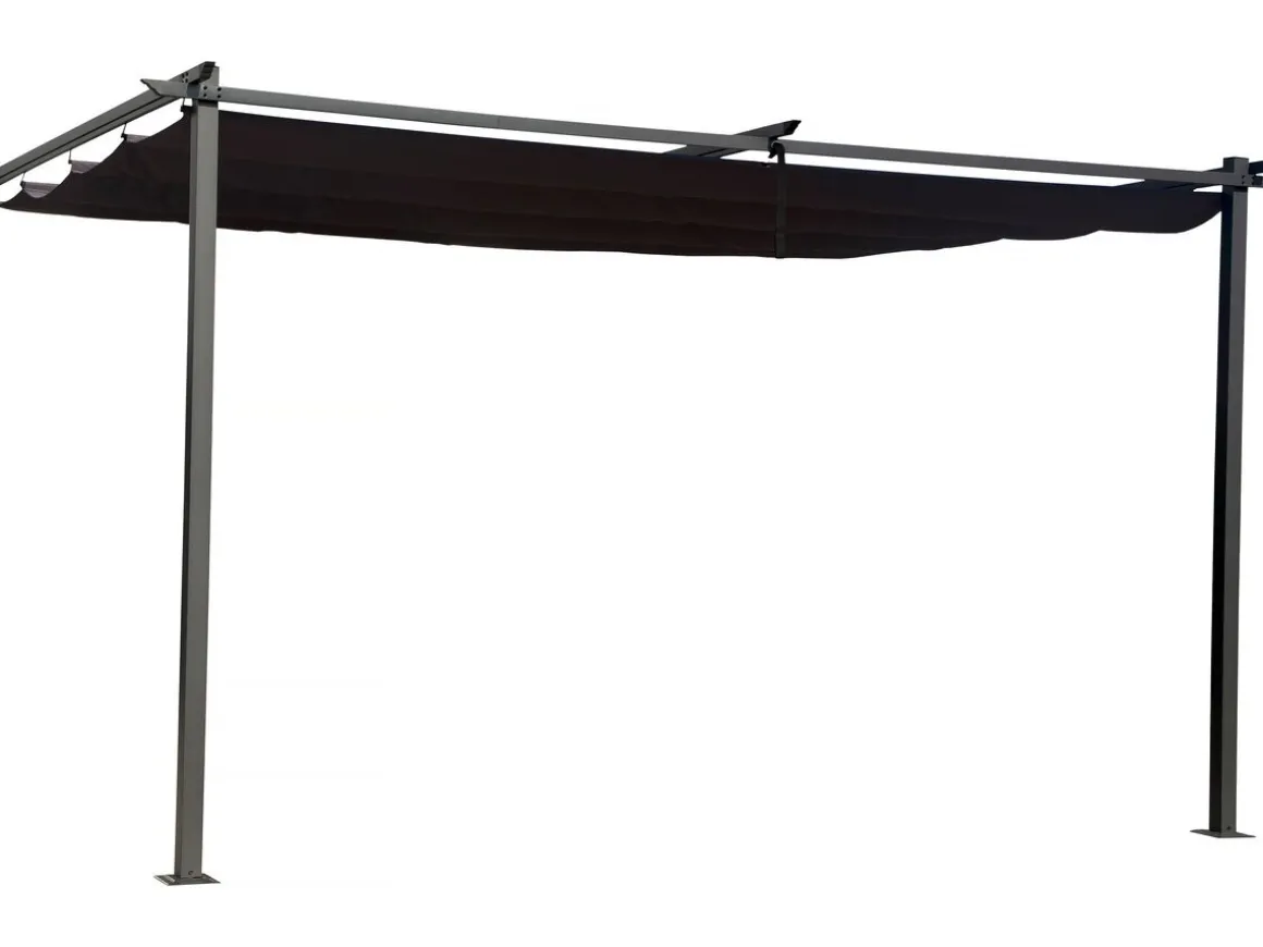 Pergola adossée en métal avec toit rétractable - 3 x 4 m - Gris anthracite