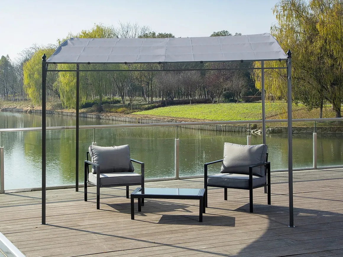 Pergola adossée inclinée en métal - 3 x 2.5 m - Gris