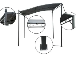 Pergola adossée inclinée en métal - 3 x 2.5 m - Gris