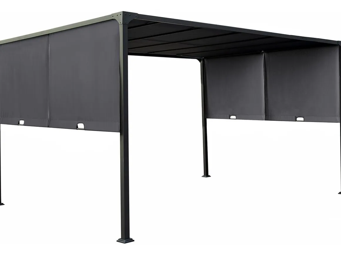 Pergola avec toit coulissant en métal "Courtenay" - 3 x 4 m - Gris