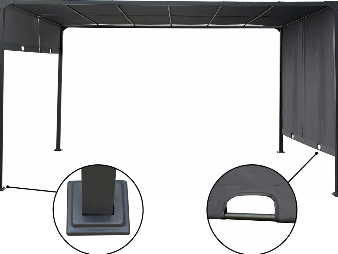 Pergola avec toit coulissant en métal "Courtenay" - 3 x 4 m - Gris