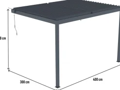 Pergola bioclimatique adossée avec led "Windsor" - 3 x 4 m - Anthracite