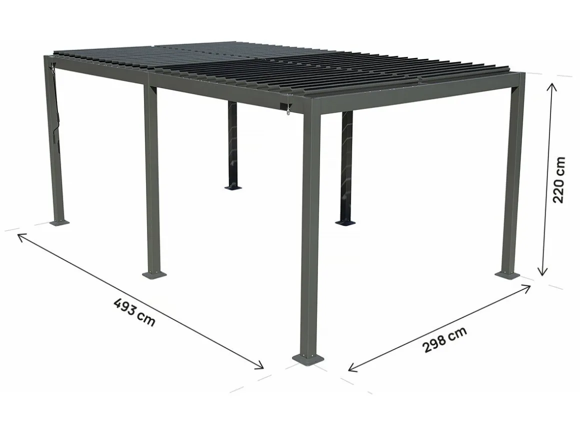Pergola bioclimatique autoportante en aluminium "Kensington" - 3 x 5 m - Gris