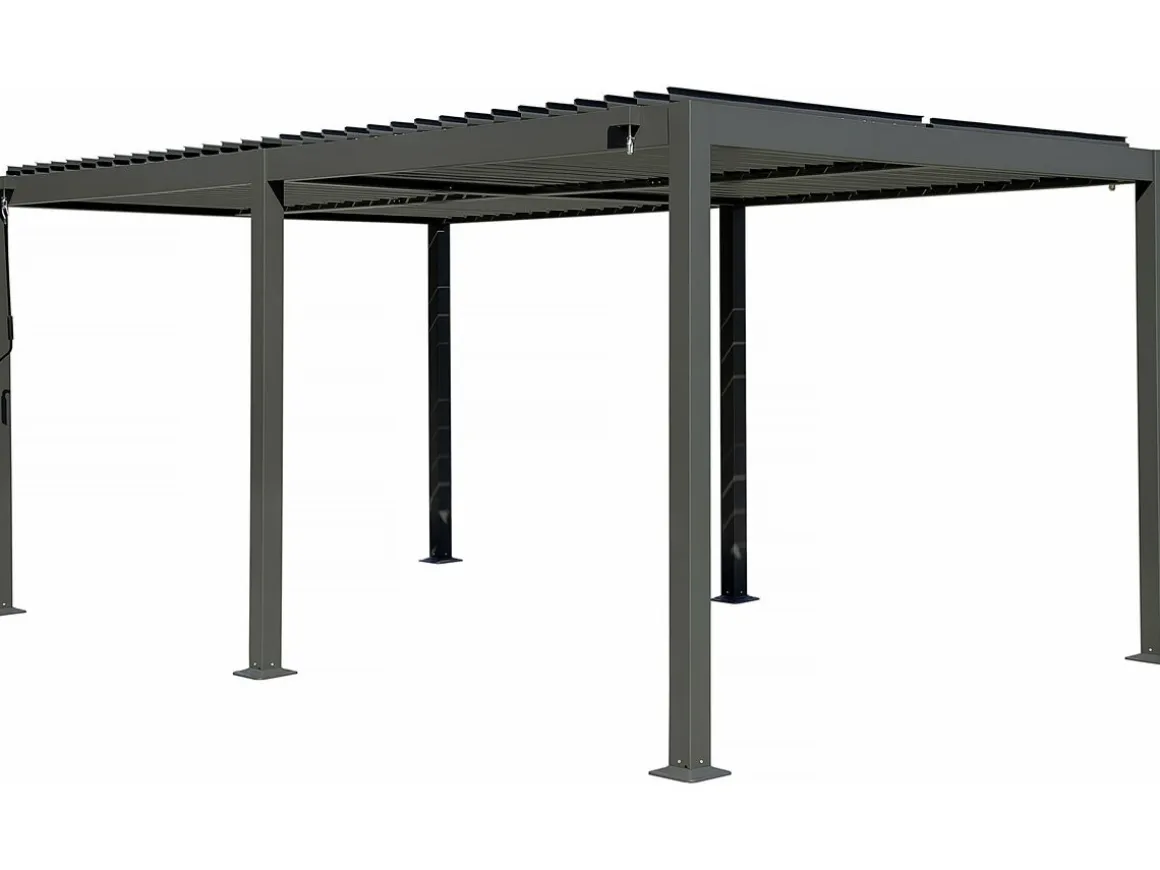 Pergola bioclimatique autoportante en aluminium "Kensington" - 3 x 5 m - Gris