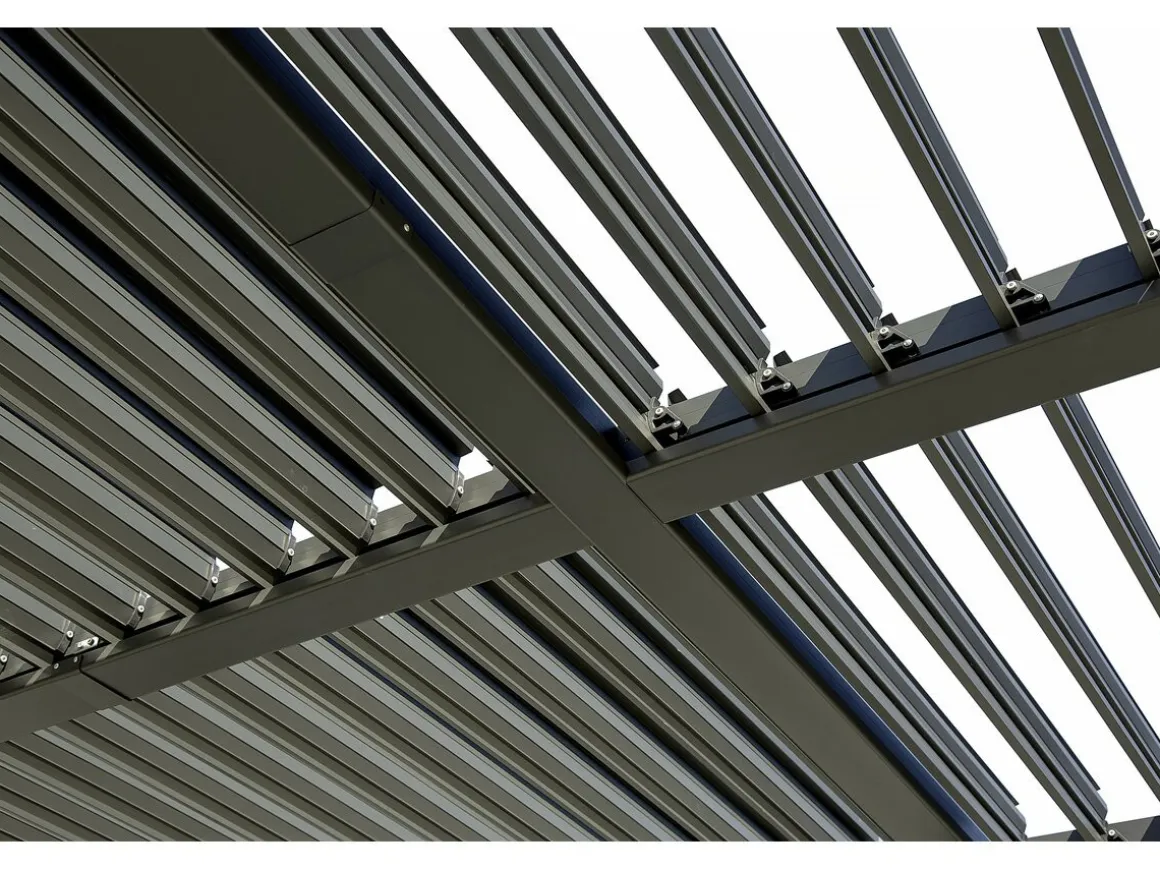 Pergola bioclimatique autoportante en aluminium "Kensington" - 3 x 5 m - Gris