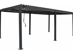 Pergola bioclimatique autoportante en aluminium "Kensington" - 3 x 6 m - Gris