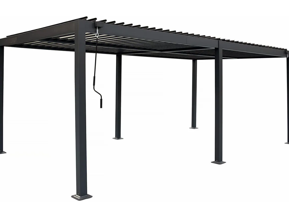 Pergola bioclimatique autoportante en aluminium "Kensington" - 3 x 6 m - Gris