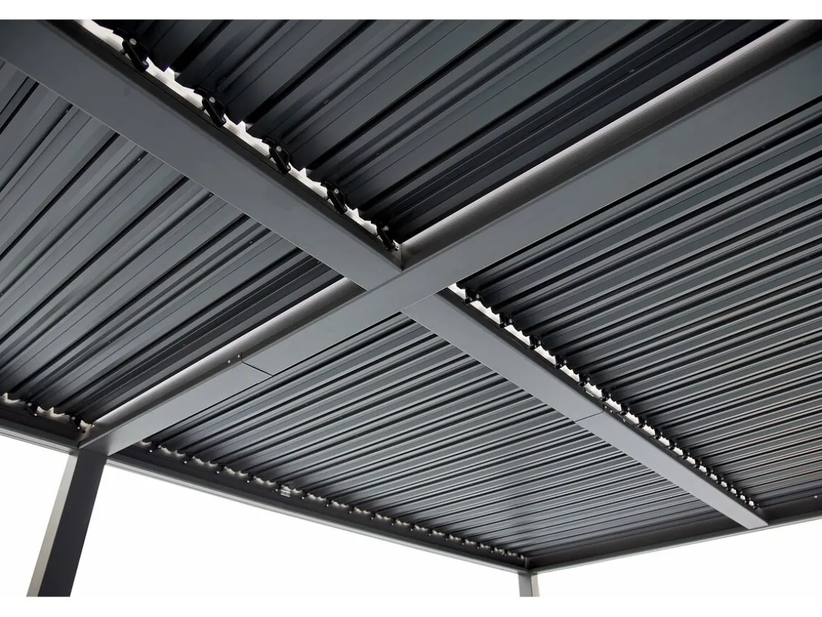 Pergola bioclimatique autoportante en aluminium "Kensington" - 3 x 6 m - Gris
