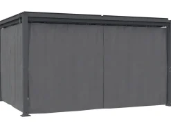 Pergola bioclimatique avec rideau et moustiquaire "Howard" - 3 x 4 m - Gris
