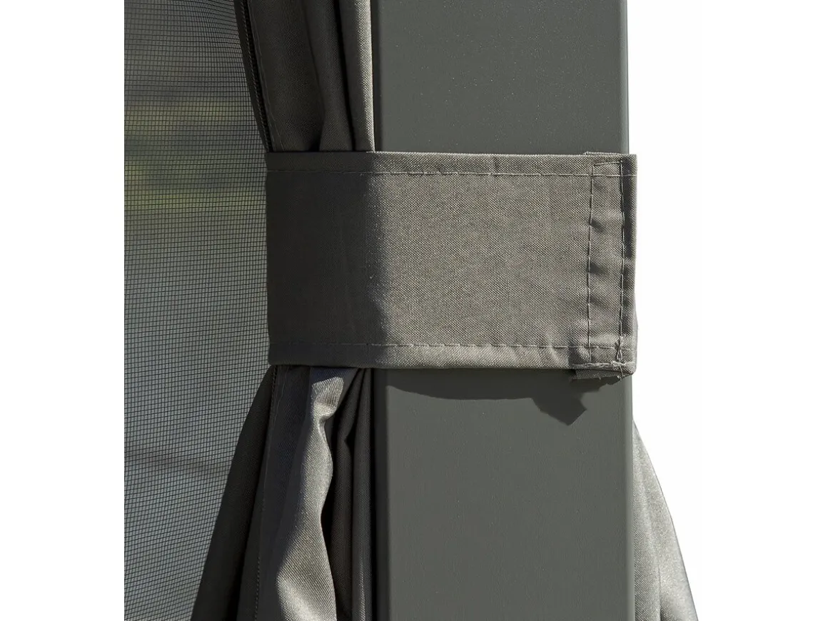 Pergola bioclimatique avec rideau et moustiquaire "Howard" - 3 x 4 m - Gris