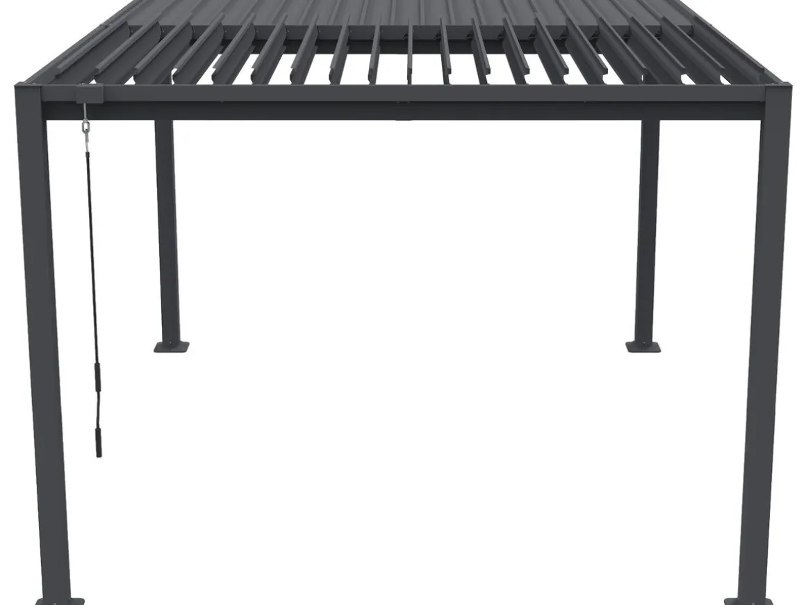 Pergola bioclimatique avec rideau et moustiquaire "Howard" - 3 x 4 m - Gris
