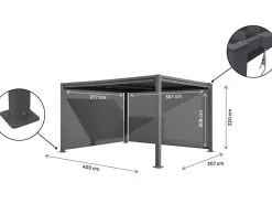Pergola bioclimatique avec 2 stores en acier galvanisé 