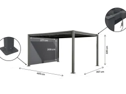 Pergola bioclimatique avec store en acier galvanisé "Howard" - 3 x 4 m - Gris