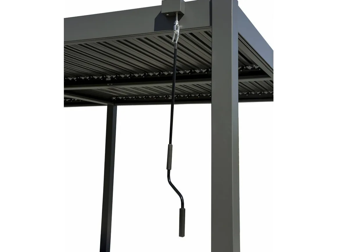 Pergola bioclimatique avec store en aluminium "Kensington" - 3 x 5 m - Gris