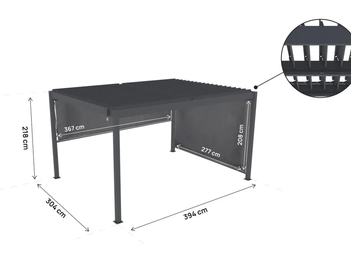 Pergola bioclimatique avec 2 stores en aluminium "Windsor" - 3 x 4 m - Gris