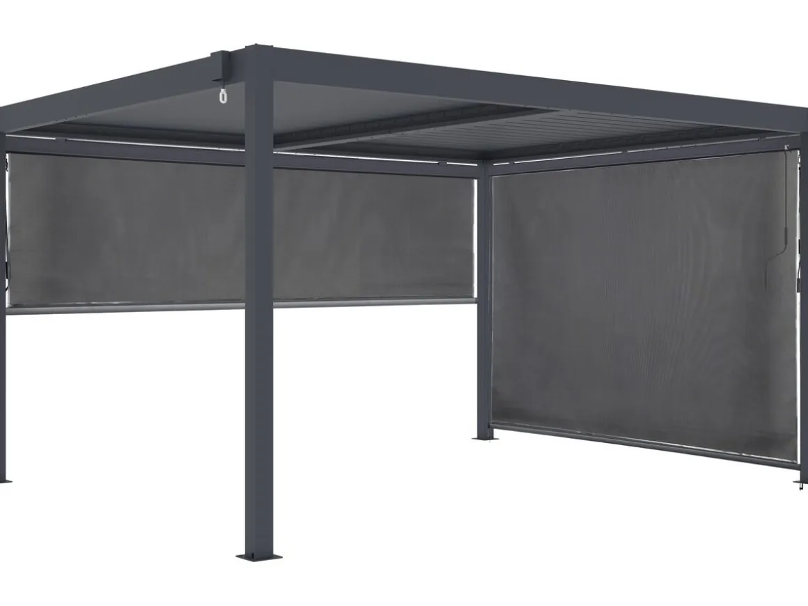 Pergola bioclimatique avec 2 stores en aluminium "Windsor" - 3 x 4 m - Gris