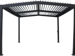 Pergola bioclimatique toit 2 pans "Victoria" en aluminium et métal- 3,5 x 4 m - Gris