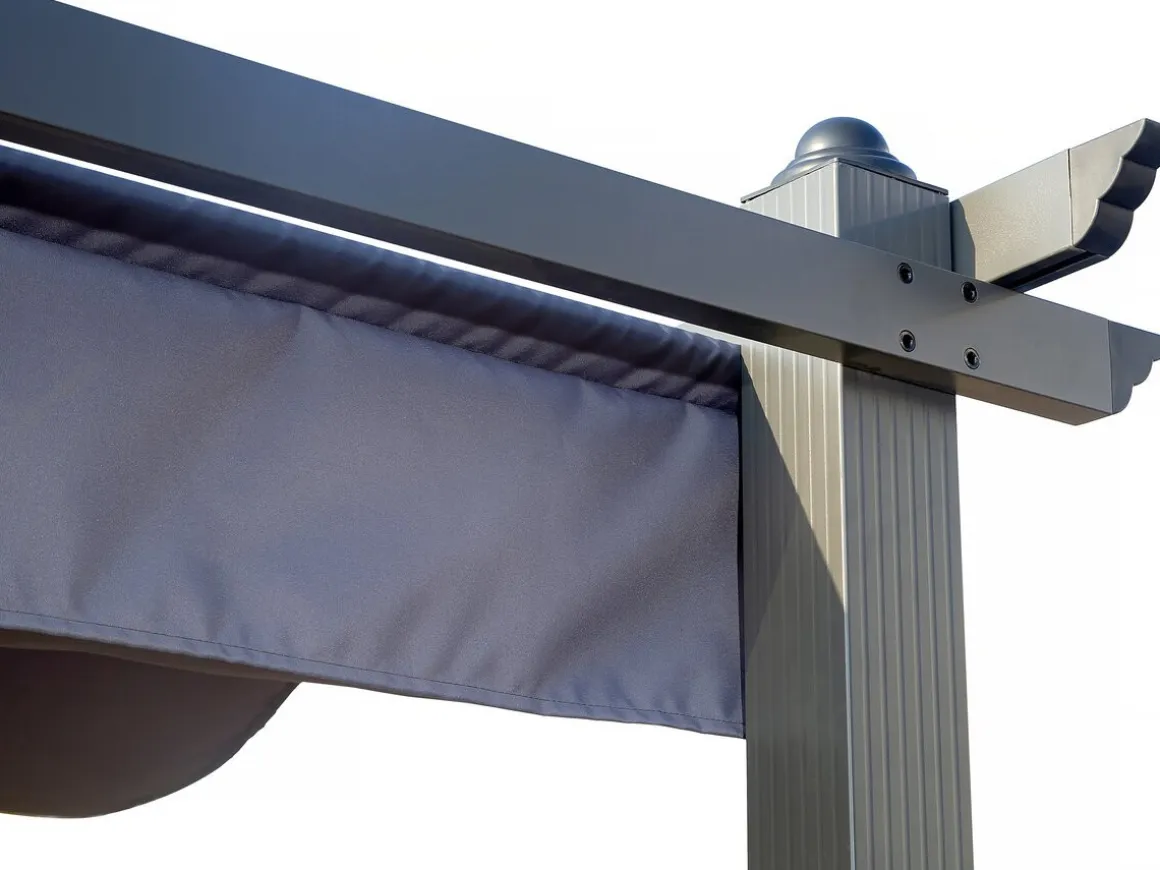 Pergola en aluminium avec toit rétractable - 3 x 4 m - Gris anthracite