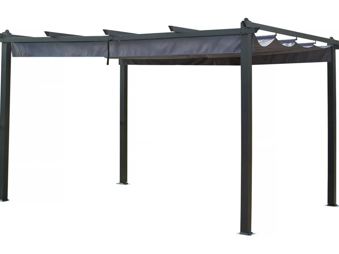 Pergola en aluminium avec toit rétractable - 3 x 4 m - Gris anthracite