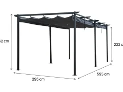 Pergola en métal avec toit rétractable - 3 x 6 m - Anthracite