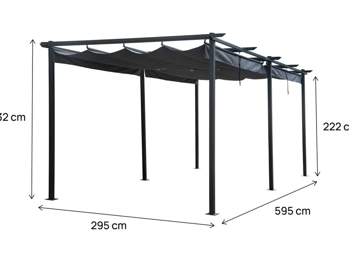 Pergola en métal avec toit rétractable - 3 x 6 m - Anthracite
