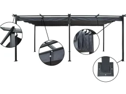 Pergola en métal avec toit rétractable - 3 x 6 m - Anthracite