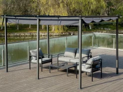 Pergola en métal avec toit rétractable - 3 x 6 m - Anthracite