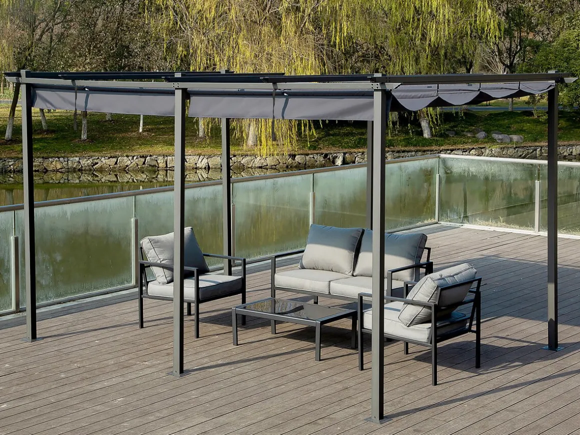 Pergola en métal avec toit rétractable - 3 x 6 m - Anthracite