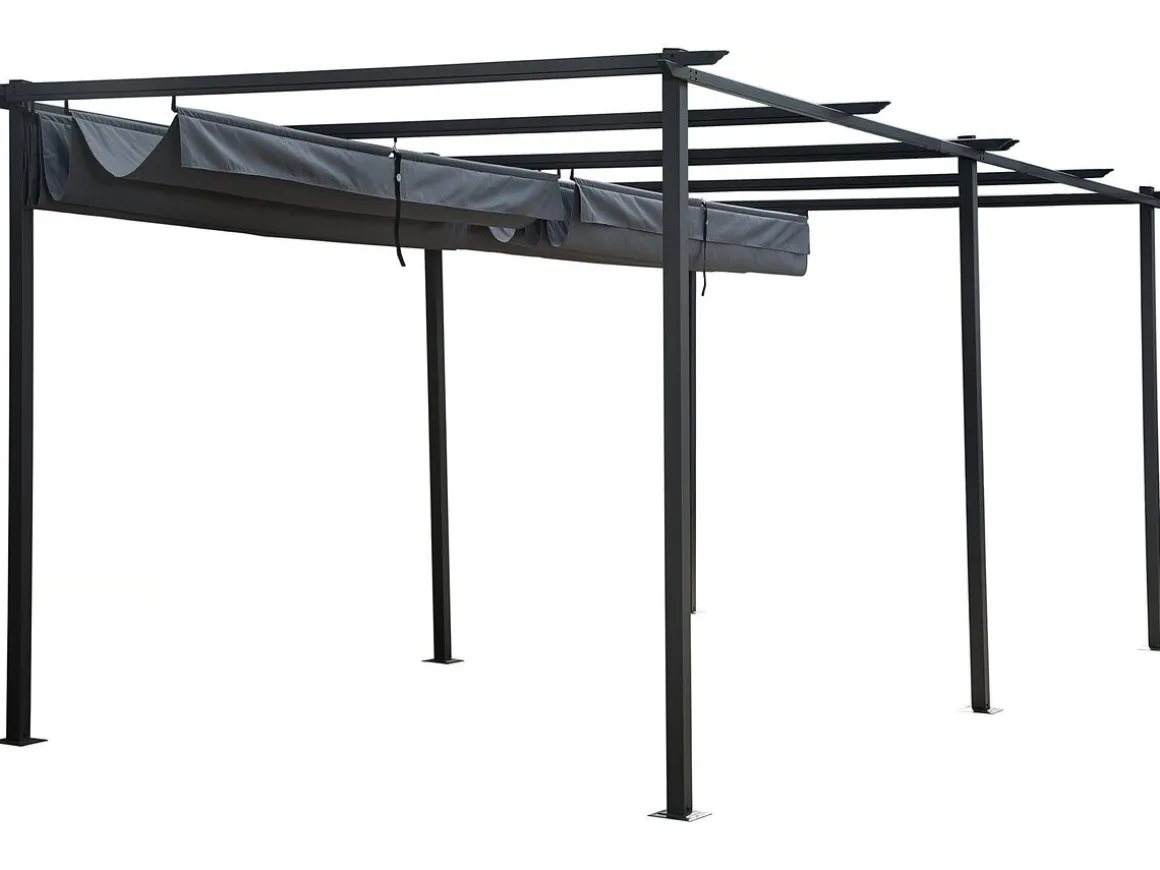 Pergola en métal avec toit rétractable - 3 x 6 m - Anthracite