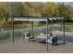 Pergola en métal avec toit rétractable - 3 x 4 m - Gris anthracite
