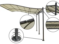 Pergola tonnelle adossée en métal - 3 x 4 m - Beige