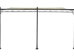 Pergola tonnelle adossée en métal - 3 x 4 m - Beige