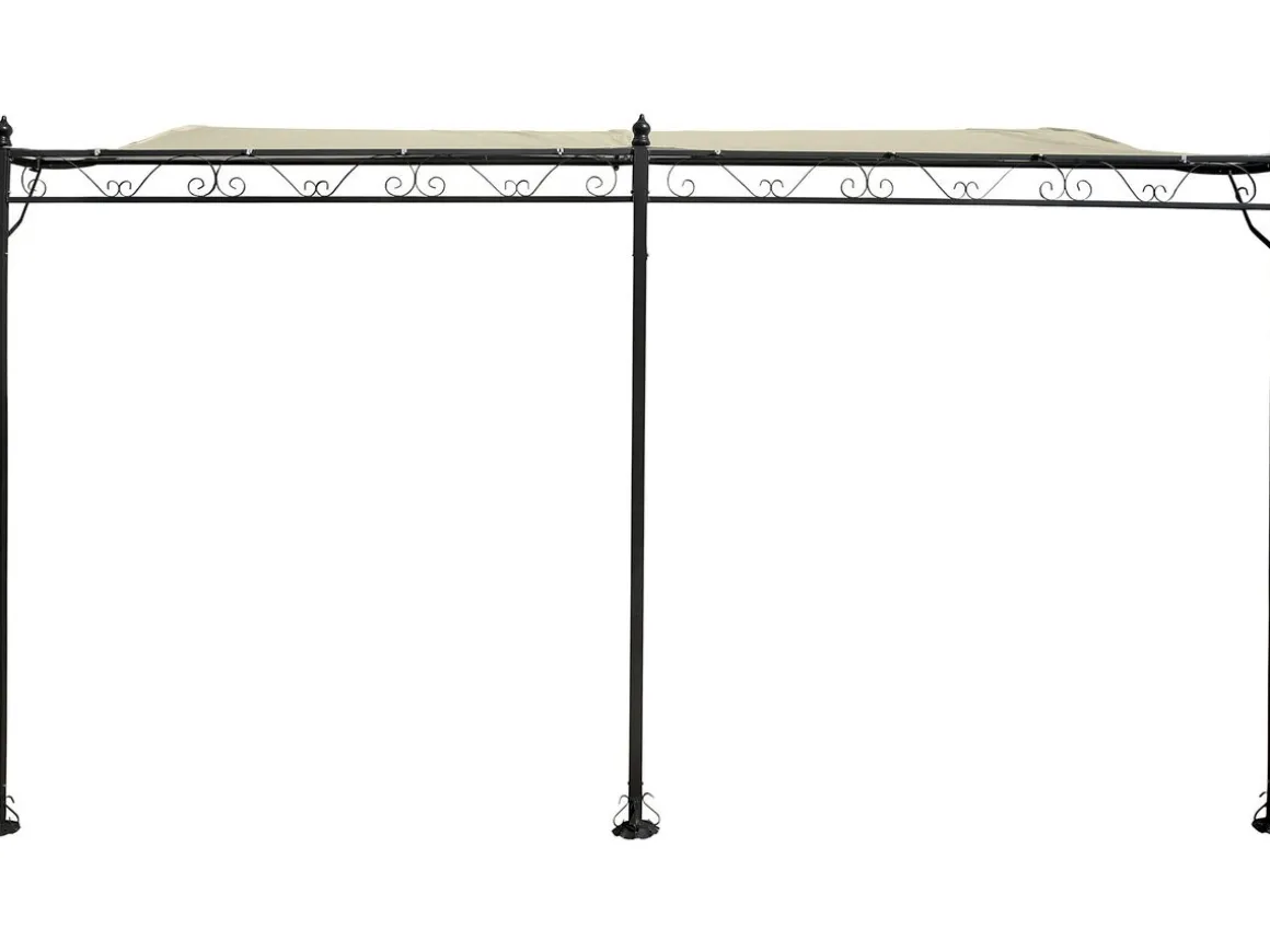 Pergola tonnelle adossée en métal - 3 x 4 m - Beige