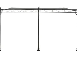 Pergola tonnelle adossée en métal - 3 x 4 m - Gris