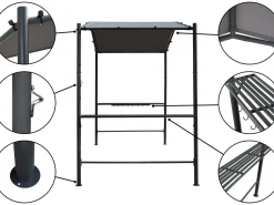 Pergola tonnelle pour barbecue - 277 x 149 cm - Anthracite