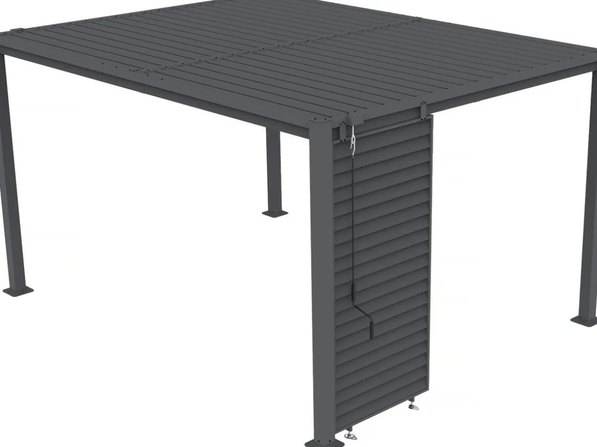 Persienne pour pergola bioclimatique en acier galvanisé "Clifford" - 92 x 4 x 208 cm - Gris