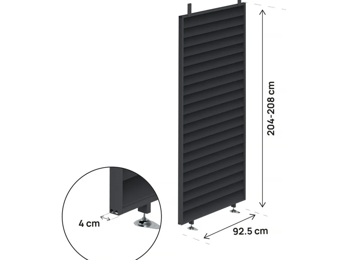 Persienne pour pergola bioclimatique en acier galvanisé "Clifford" - 92 x 4 x 208 cm - Gris