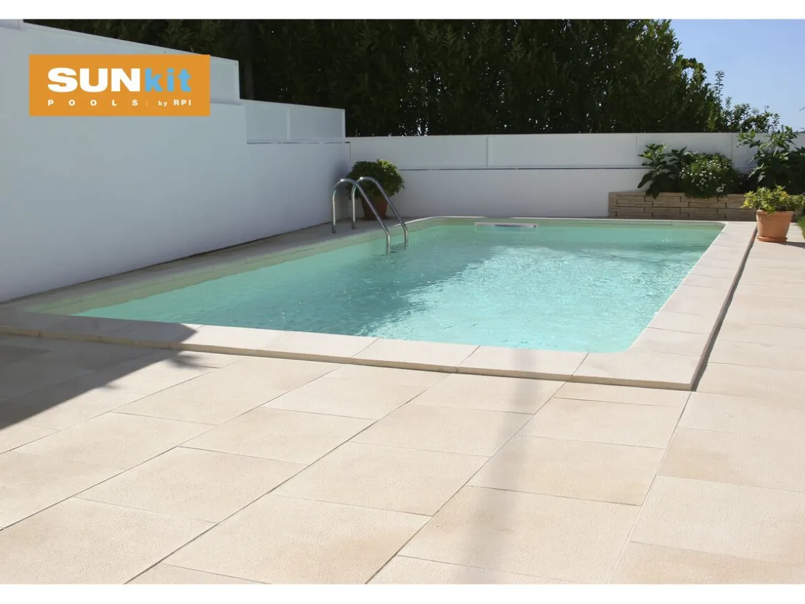 Piscine acier enterrée rectangle fond plat "Sunkit" - 8.00 x 4.00 x 1.40 m + Projecteur LED 12 V