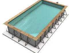 Piscine acier enterrée rectangle fond plat "Sunkit" - 4.00 x 2.50 x 1.40 m + Escalier d'angle intérieur