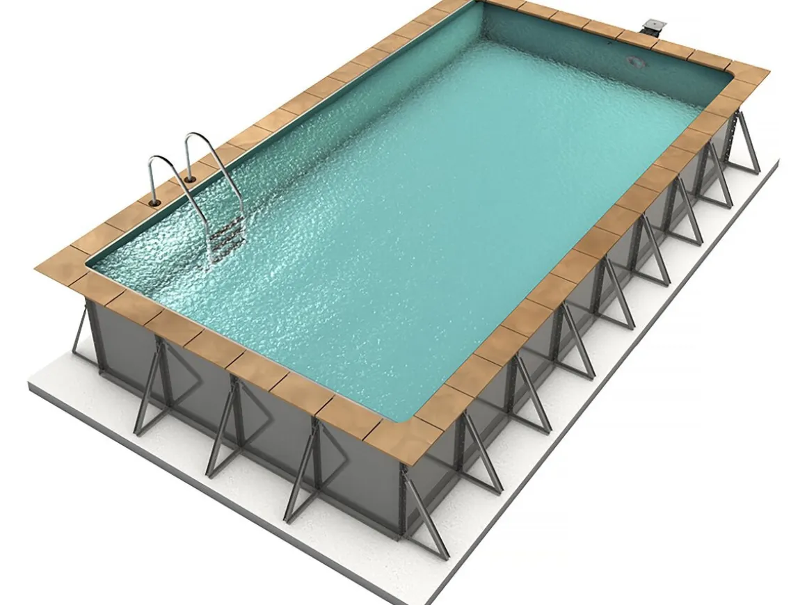 Piscine acier enterrée rectangle fond plat "Sunkit" - 4.00 x 2.50 x 1.40 m + Projecteur LED 12 V