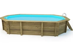 Piscine bois " Brazilia 145 "  5.86 x 3.86 x 1.44 m - Bâche à bulles 180 µ - Bâche hiver 280 g/m²