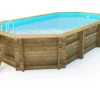 Piscine bois " Brazilia 130 "  5.86 x 3.86 x 1.31 m - Bâche à bulles 180 µ - Bâche hiver 280 g/m²
