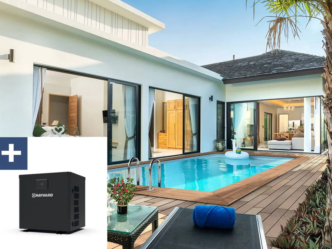 Piscine bois rectangle " Aruba 120 "- 5.00 x 3.00 x 1.24 m + Pompe à chaleur 3.5 kw/h