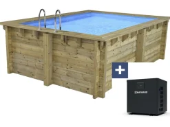 Piscine bois rectangle " Zanzibar "- 3.50 x 2.30 x 1.24 m + Pompe à chaleur  3.5 kw/h