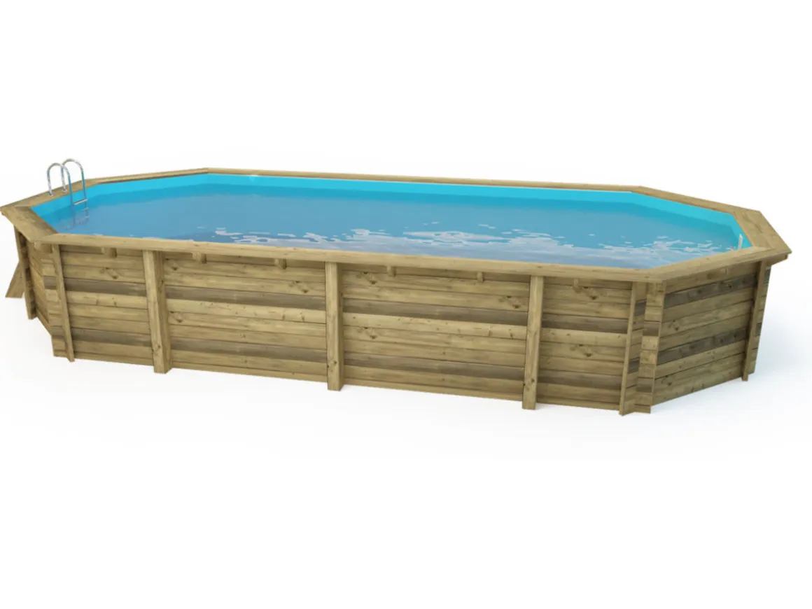 Piscine bois " Sevilla 145 " - 8.57 x 4.57 x 1.45 m + Bâche à bulles 180 µ + Bâche hiver 280 gr/m²
