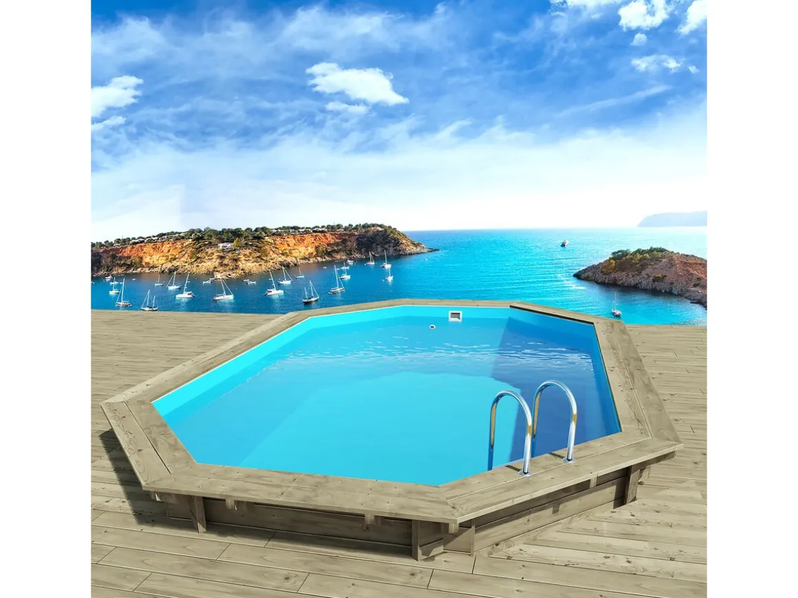 Piscine bois " Seychelles " - 4.00 x 3.00 x 1.20 m + Pompe à chaleur 3.5 kw/h