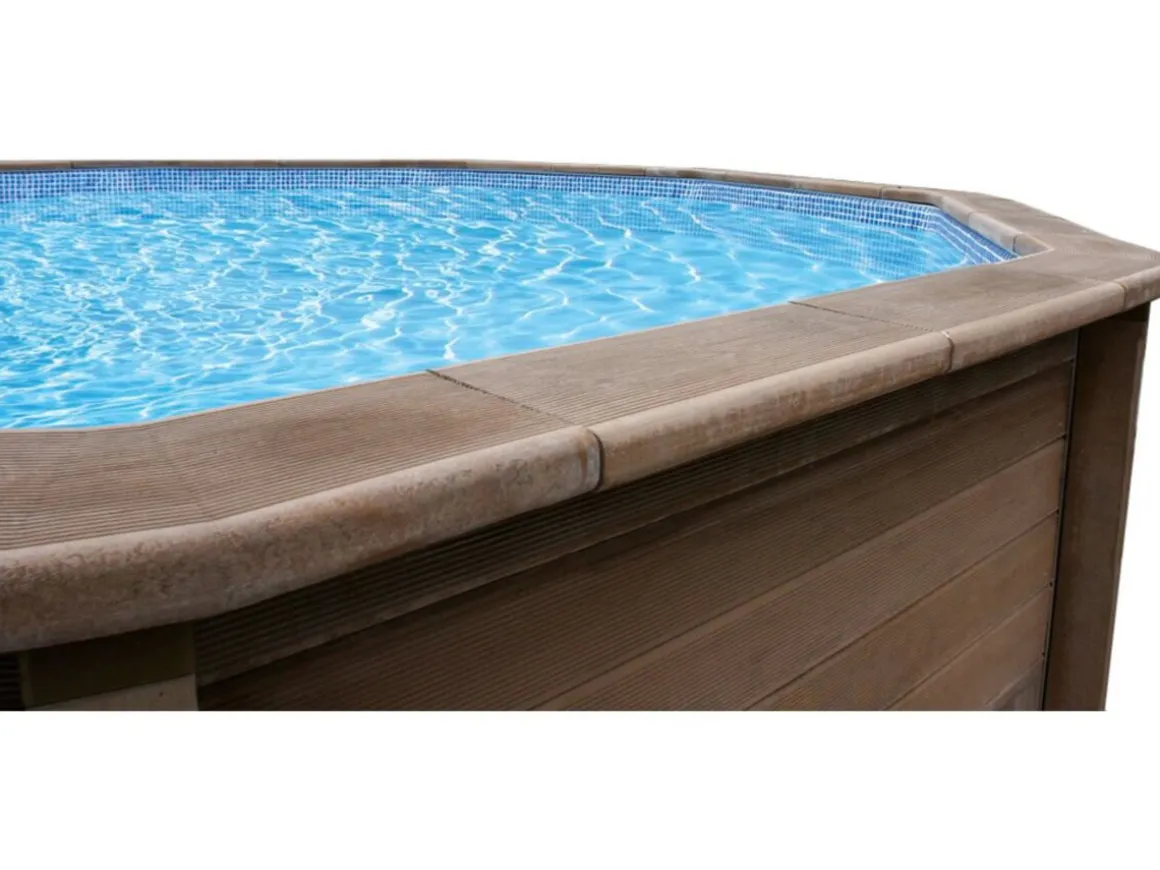 Piscine béton aspect bois en kit décagonale - 4.95 x 1.28 m